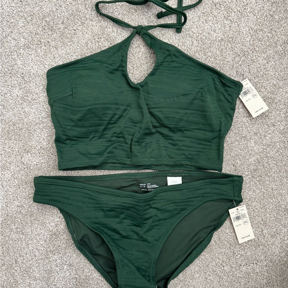 Aerie Bandeau Halter Bikini Set XS